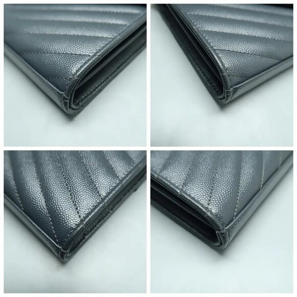 SAINT LAURENT Envelope Grey Leather Shoulder Bag 1108-011625 - Picture 5 of 12